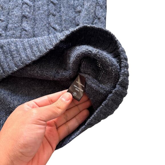 Line of Trade Sweater Mens Large Gray Shetland Wool Cable Knit Pullover Preppy - Picture 2 of 7